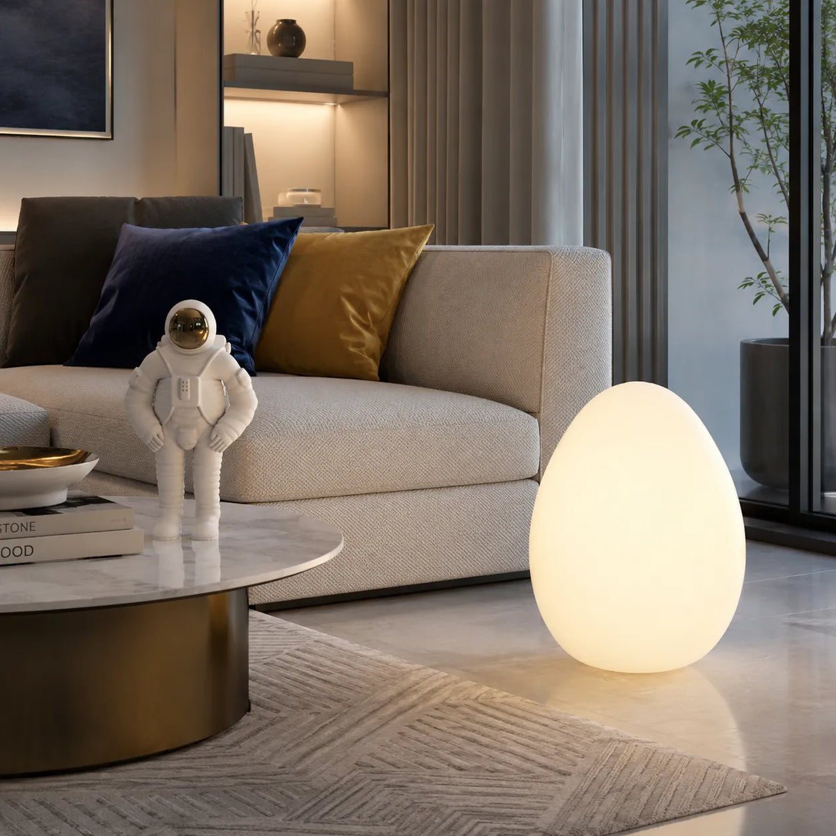 Avaella Minimalist Sculptural Egg LED Floor Lamp