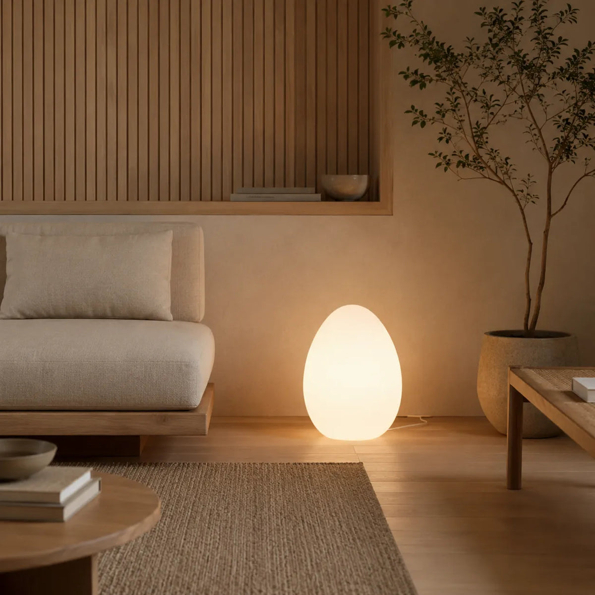Avaella Minimalist Sculptural Egg LED Floor Lamp