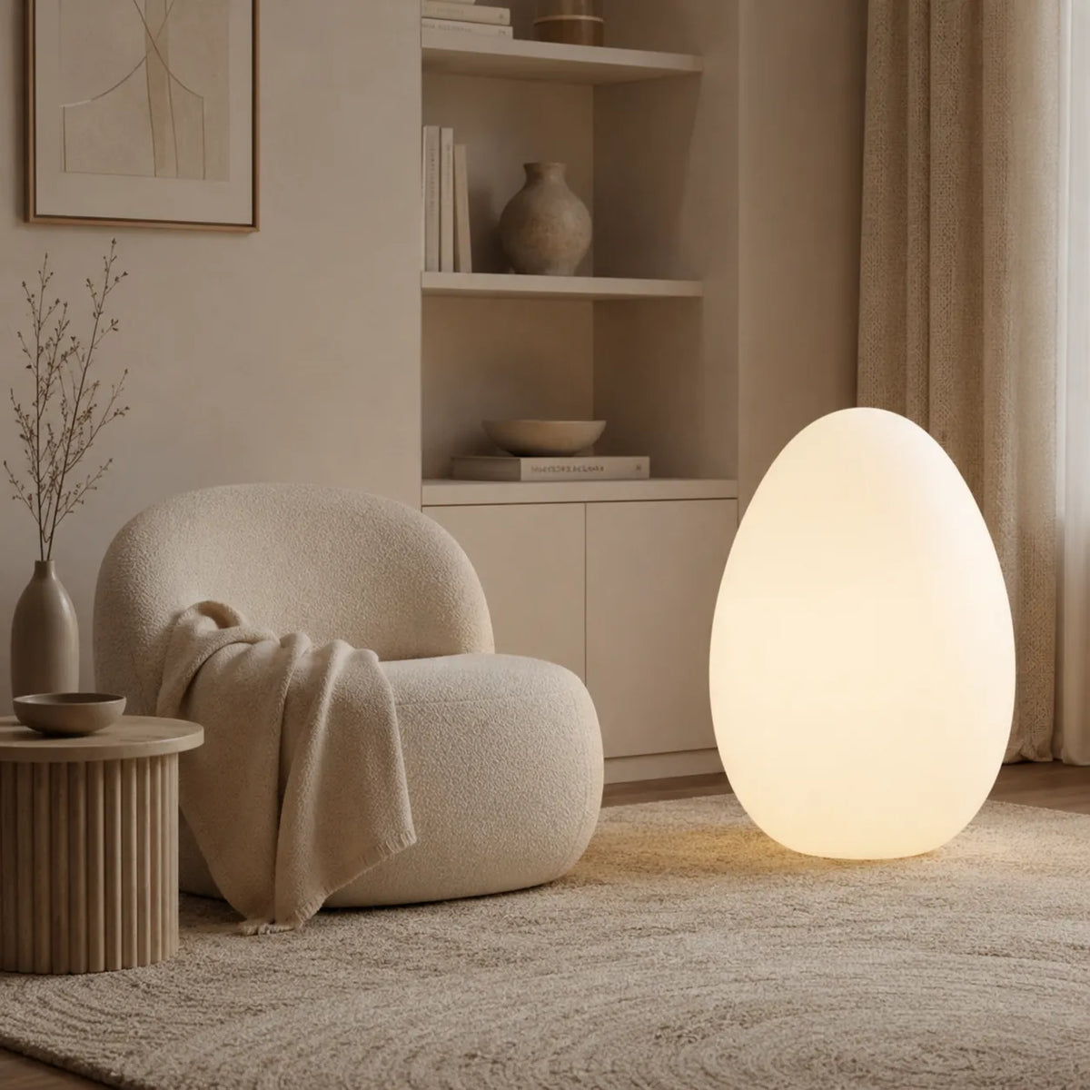 Avaella Minimalist Sculptural Egg LED Floor Lamp