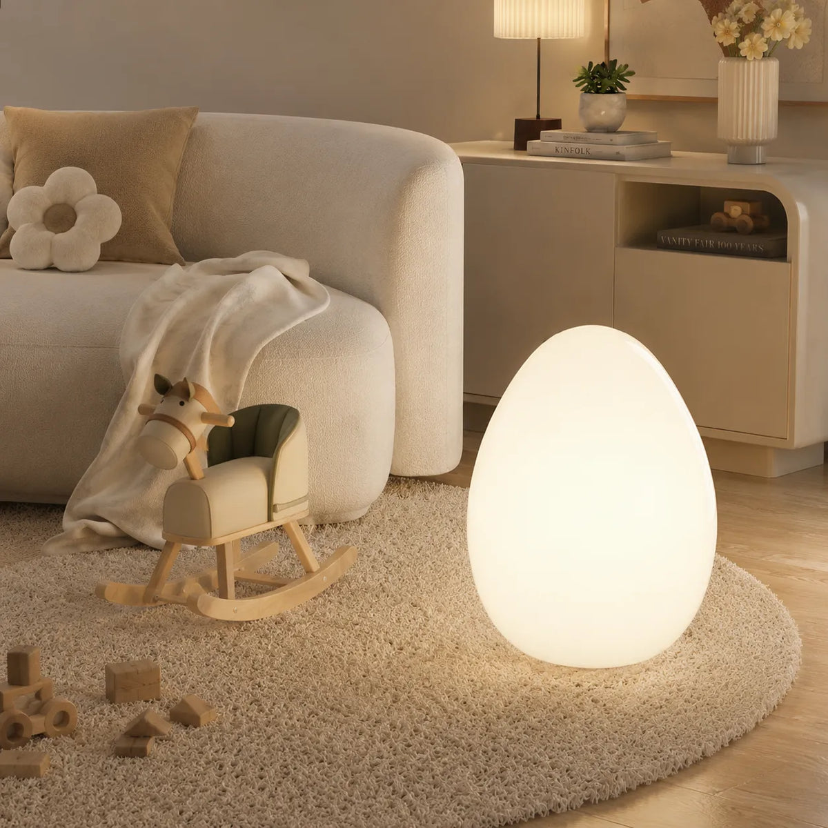 Avaella Minimalist Sculptural Egg LED Floor Lamp