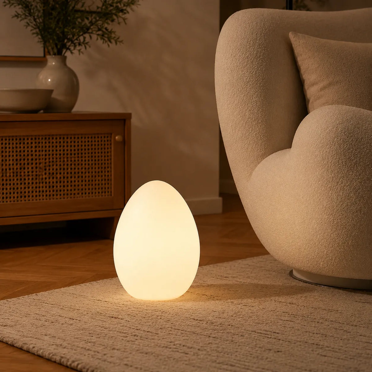 Avaella Minimalist Sculptural Egg LED Floor Lamp