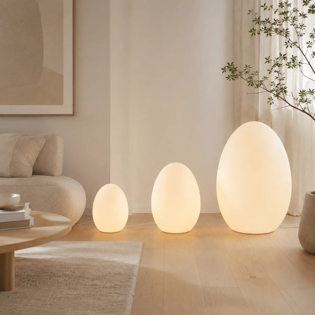 Avaella Minimalist Sculptural Egg LED Floor Lamp