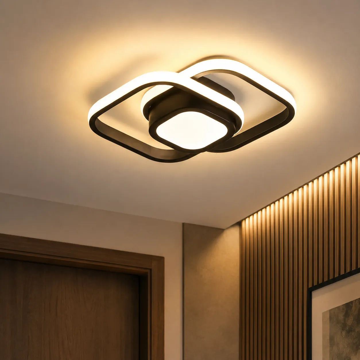 Minimalist Twin Ring Flush Mount Light