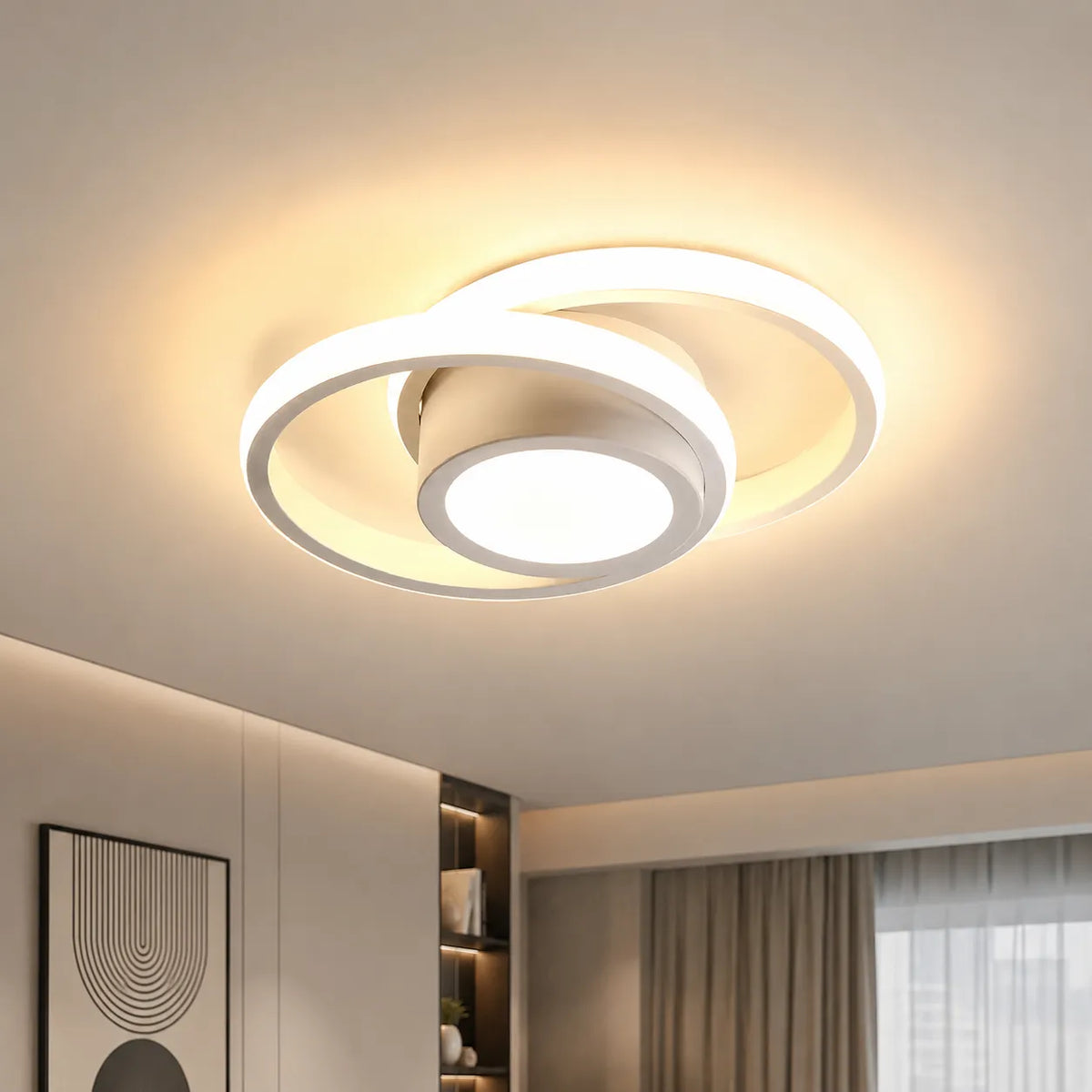 Ophelia Minimalist Twin-Ring LED Flush Mount Ceiling Light