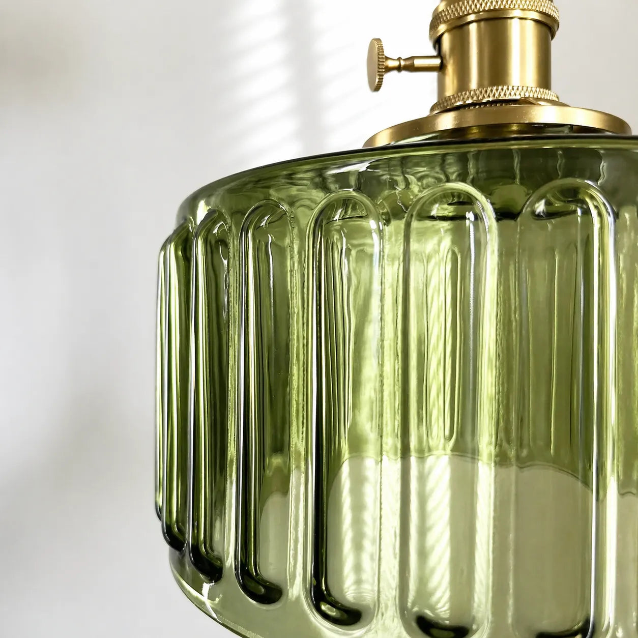 Minimalist Vintage Glass Drum Pendant with Striped Pattern Design
