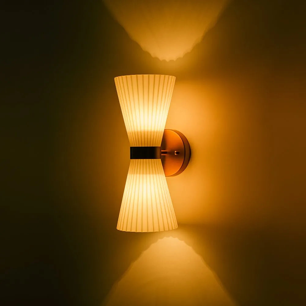 Dorian Modern 2-Light Pleated Glass Cone Wall Light