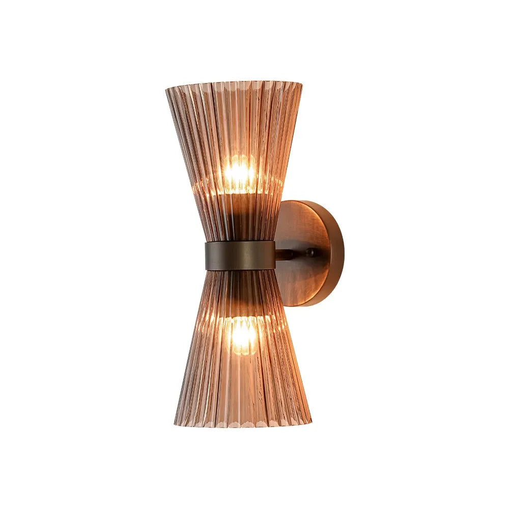 Dorian Modern 2-Light Pleated Glass Cone Wall Light