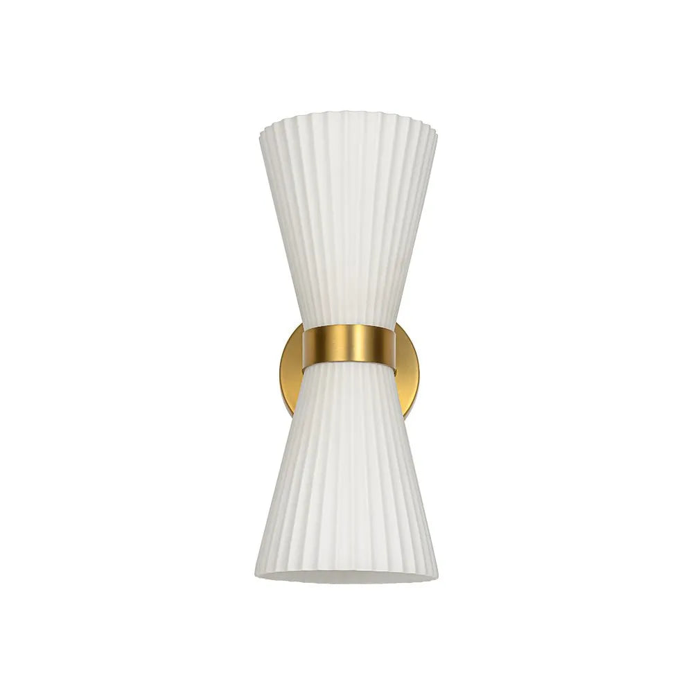 Dorian Modern 2-Light Pleated Glass Cone Wall Light