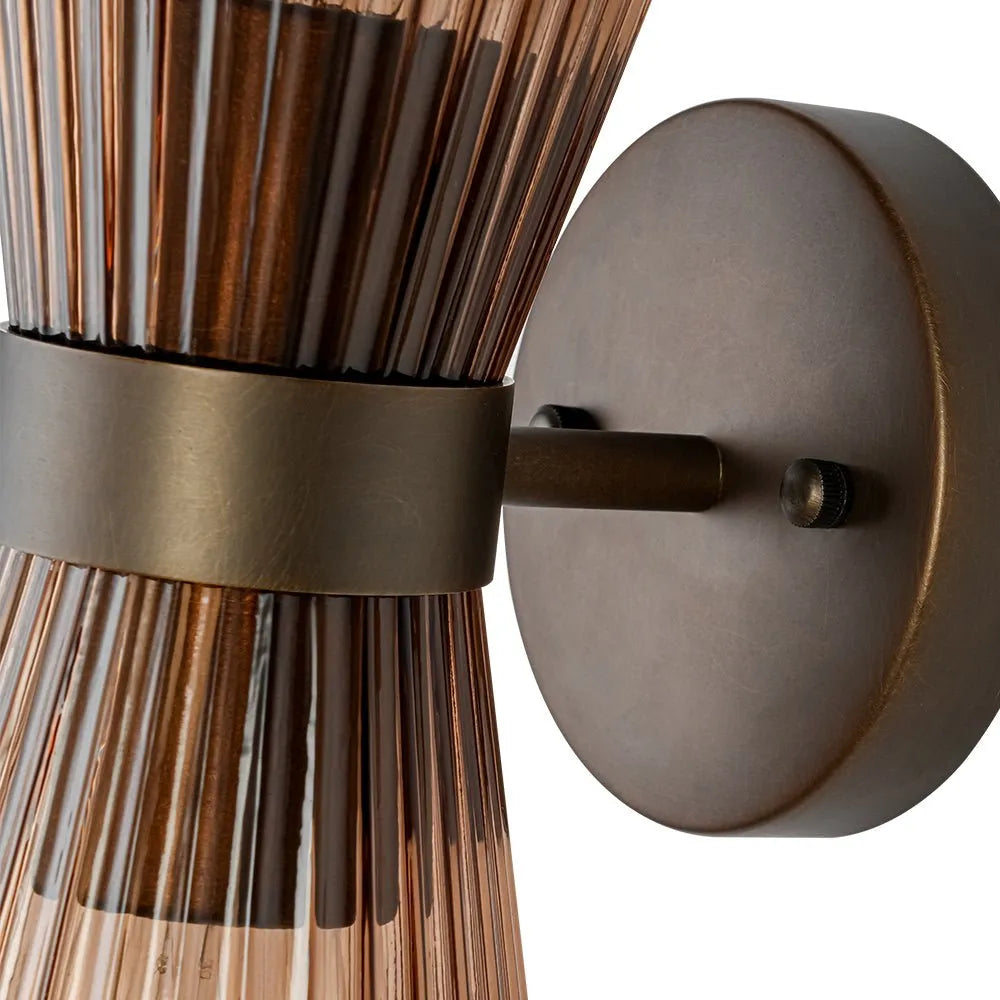 Dorian Modern 2-Light Pleated Glass Cone Wall Light