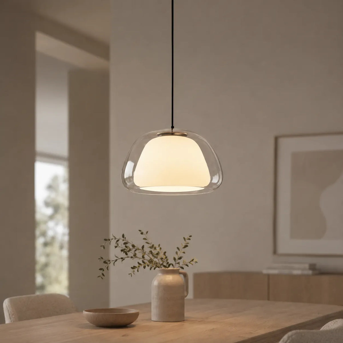 Warren Modern Glass Dome Adjustable Pendant Light