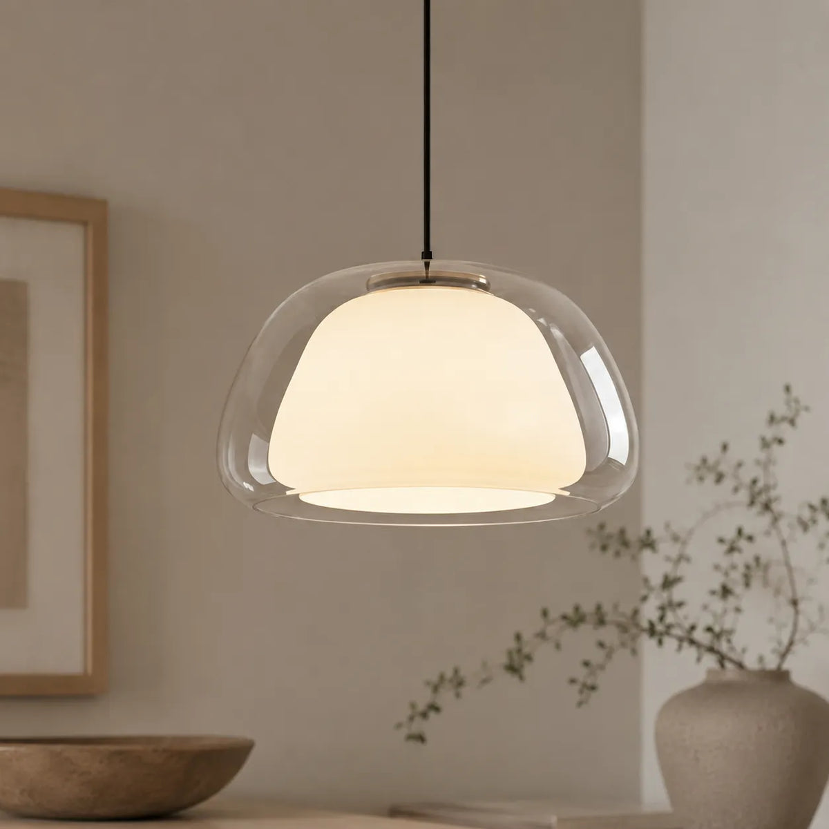 Warren Modern Glass Dome Adjustable Pendant Light
