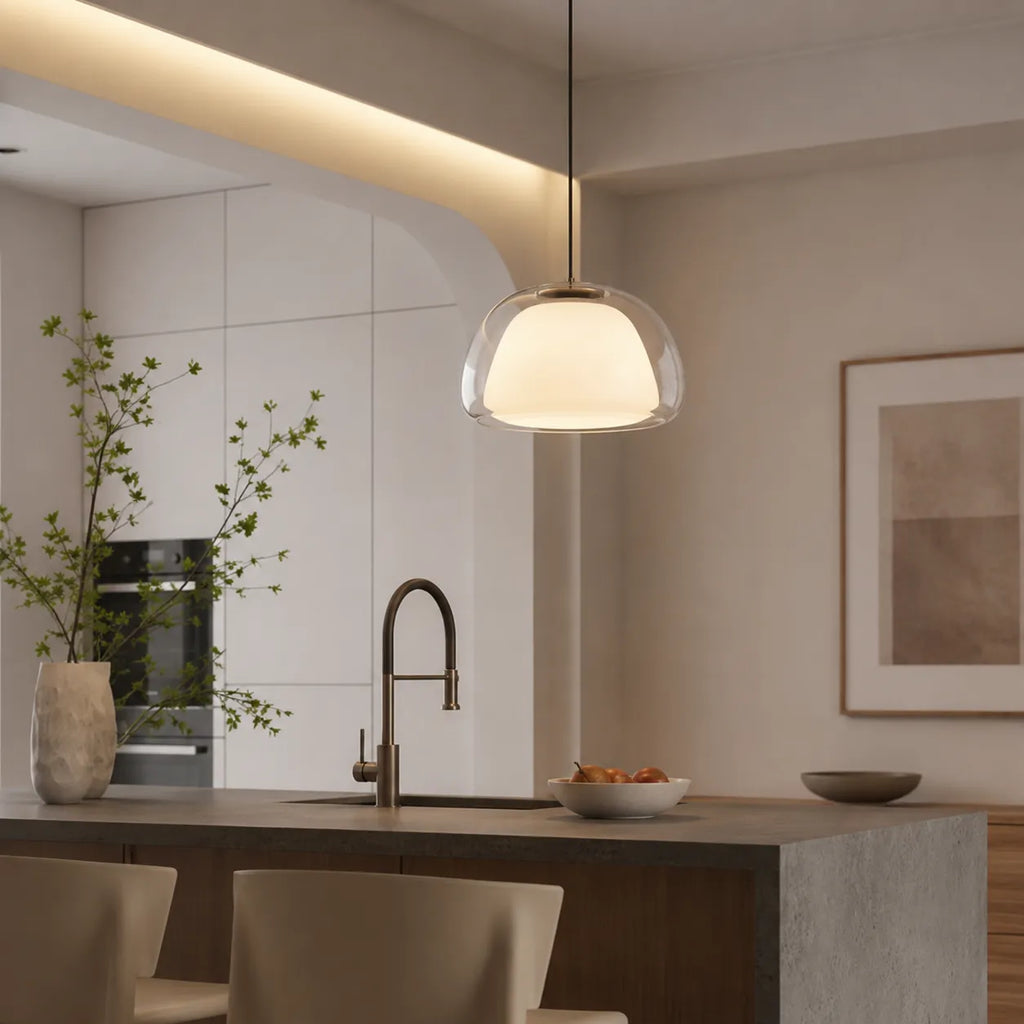 Warren Modern Glass Dome Adjustable Pendant Light