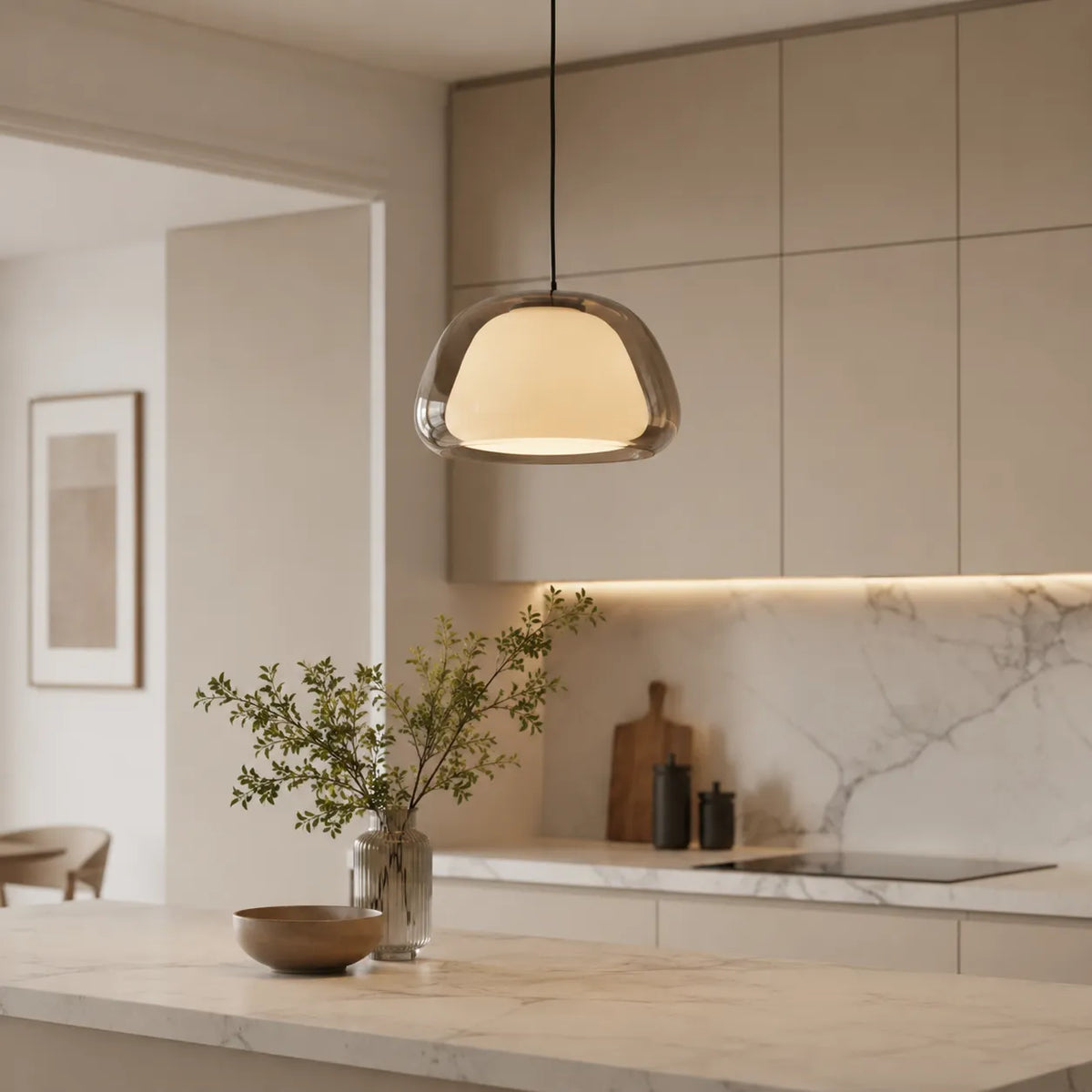 Warren Modern Glass Dome Adjustable Pendant Light