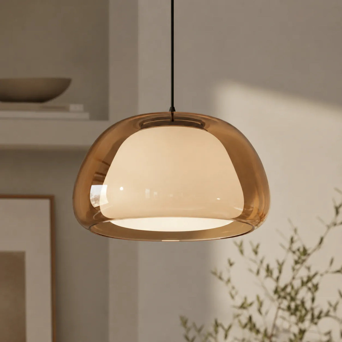 Warren Modern Glass Dome Adjustable Pendant Light