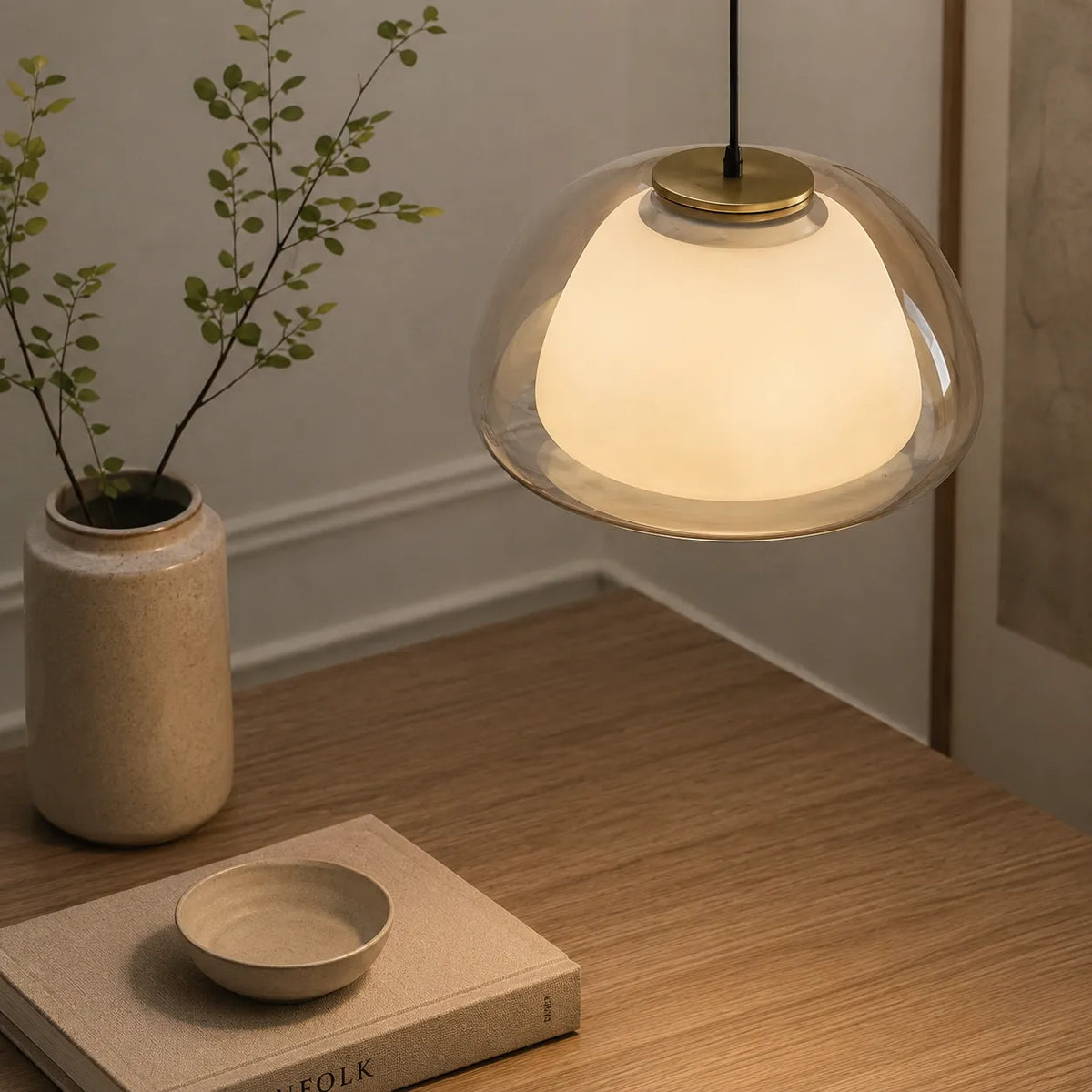 Warren Modern Glass Dome Adjustable Pendant Light