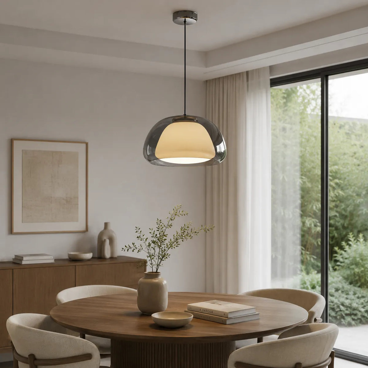 Warren Modern Glass Dome Adjustable Pendant Light