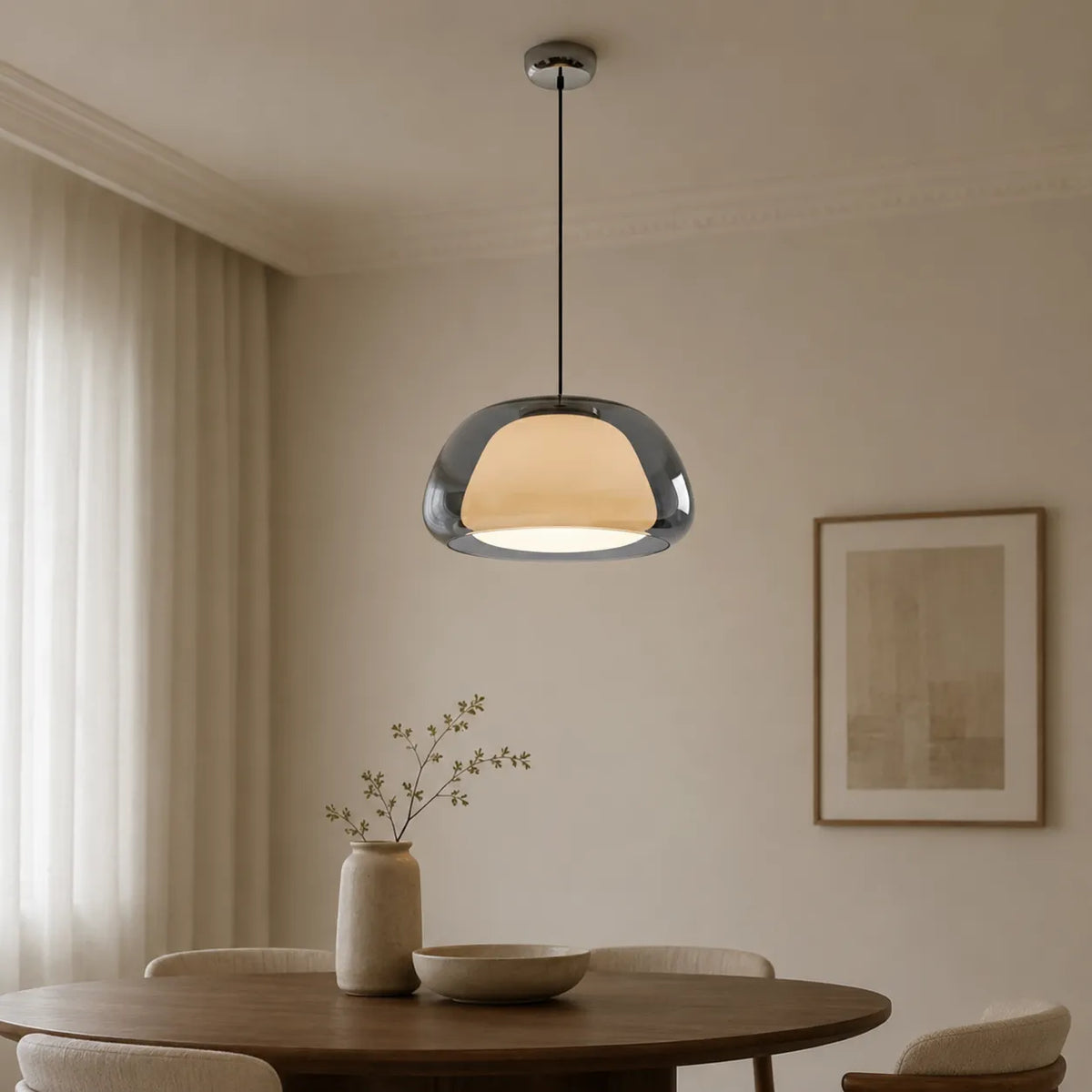Warren Modern Glass Dome Adjustable Pendant Light