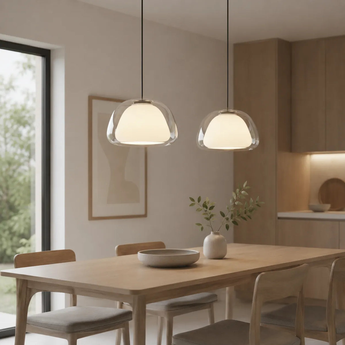 Warren Modern Glass Dome Adjustable Pendant Light