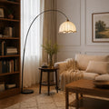 Avelria Modern Arc Fabric & Marble Floor Lamp
