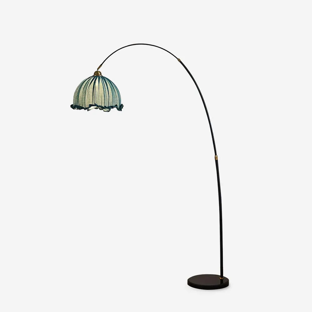 Avelria Modern Arc Fabric & Marble Floor Lamp