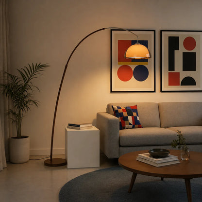 Modern Arc Floor Lamp with Warm Dome Shade