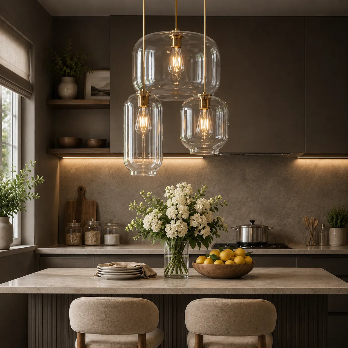 Henrik Modern Clear Glass Cluster Pendant Light