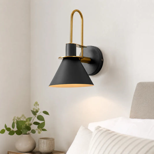 Modern Cone Wall Sconce with Brass Accents