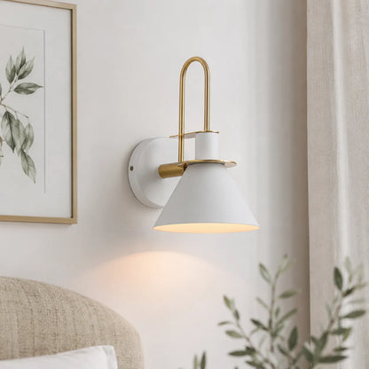 Modern Cone Wall Sconce with Brass Accents