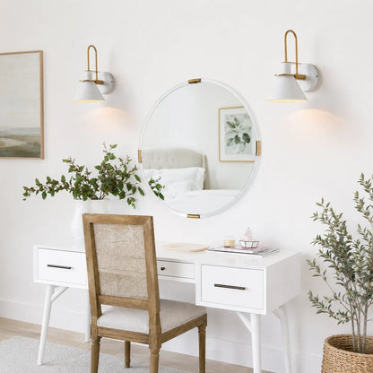 Modern Cone Wall Sconce with Brass Accents