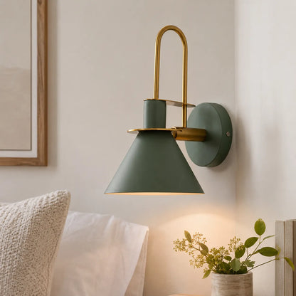 Modern Cone Wall Sconce with Brass Accents