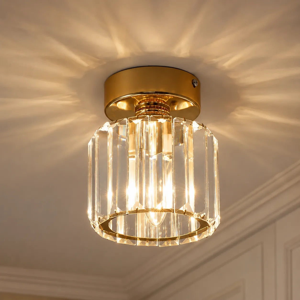 Modern Crystal Drum Semi Flush Mount Light