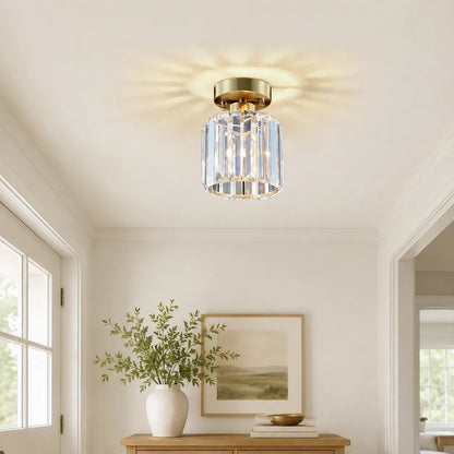 Modern Crystal Drum Semi Flush Mount Light