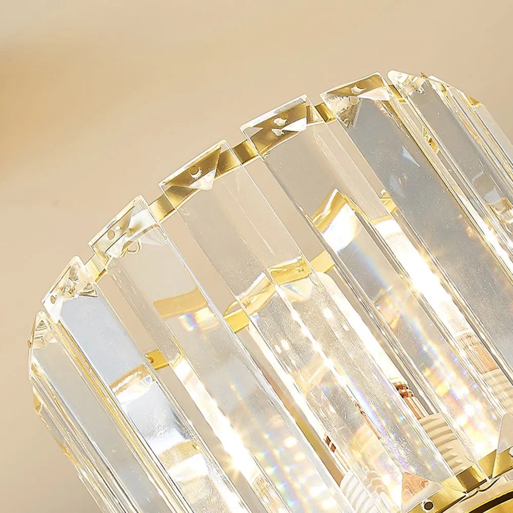 Renata Modern Faceted Crystal Drum Semi-Flush Ceiling Light