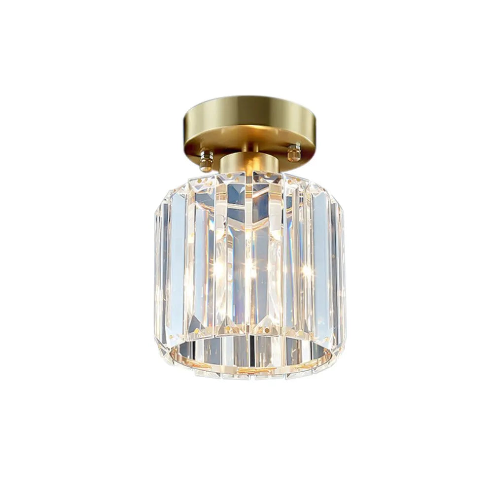 Renata Modern Faceted Crystal Drum Semi-Flush Ceiling Light