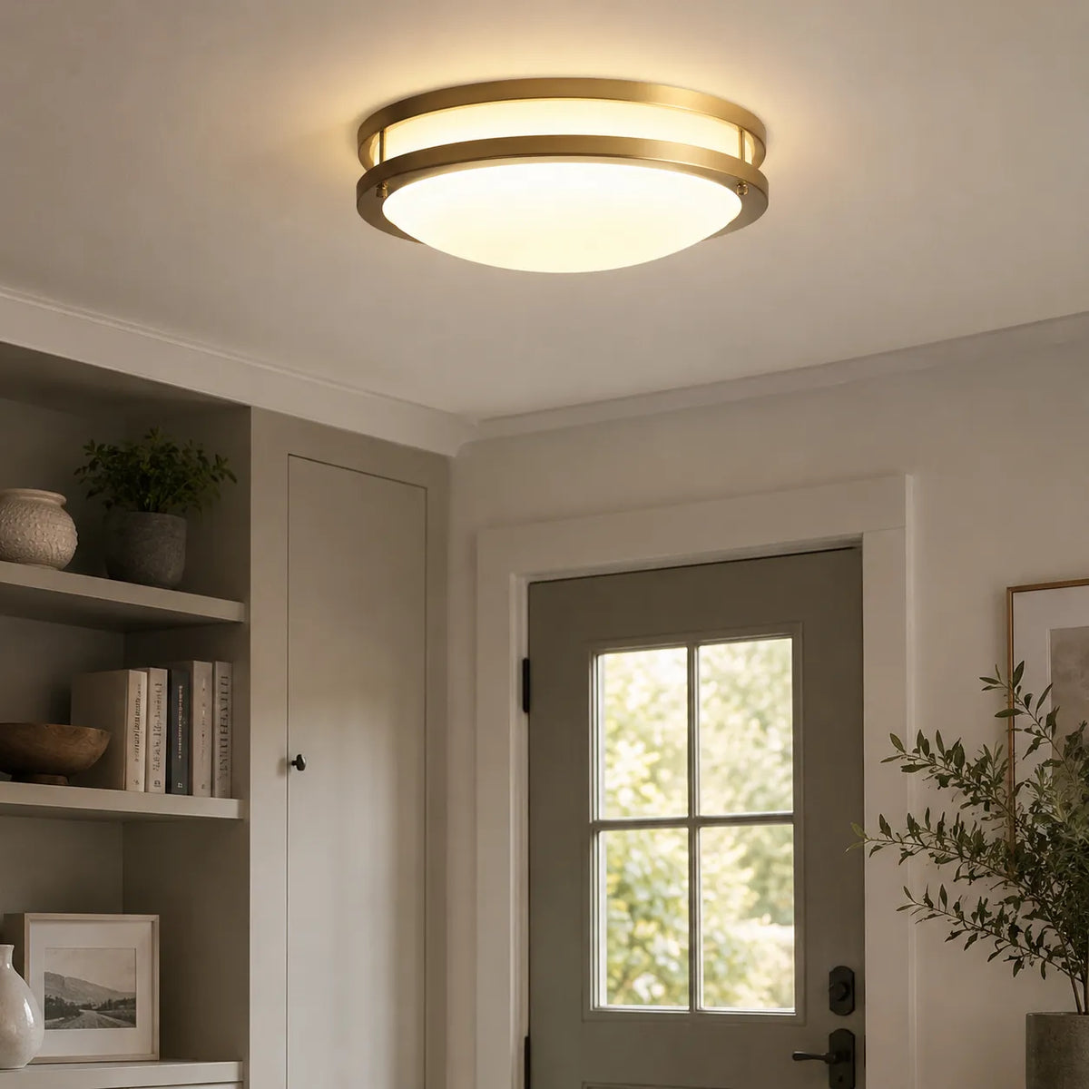 Nessa Modern Dimmable Glass Bowl LED Flush Mount Ceiling Light