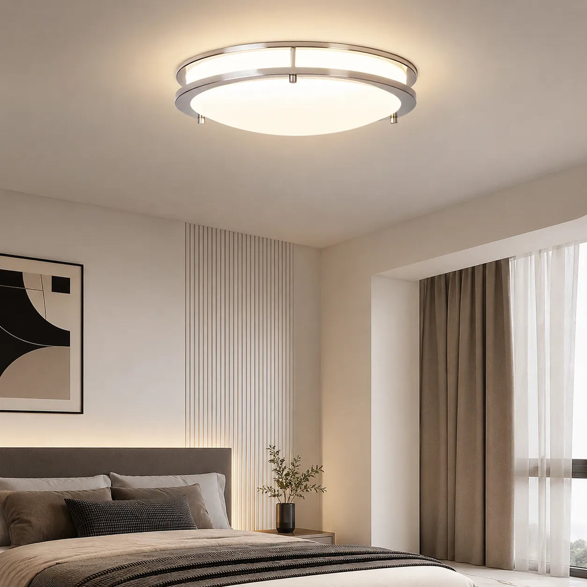Nessa Modern Dimmable Glass Bowl LED Flush Mount Ceiling Light