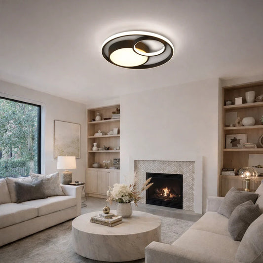 Modern Double Ring LED Flush Mount Ceiling Light