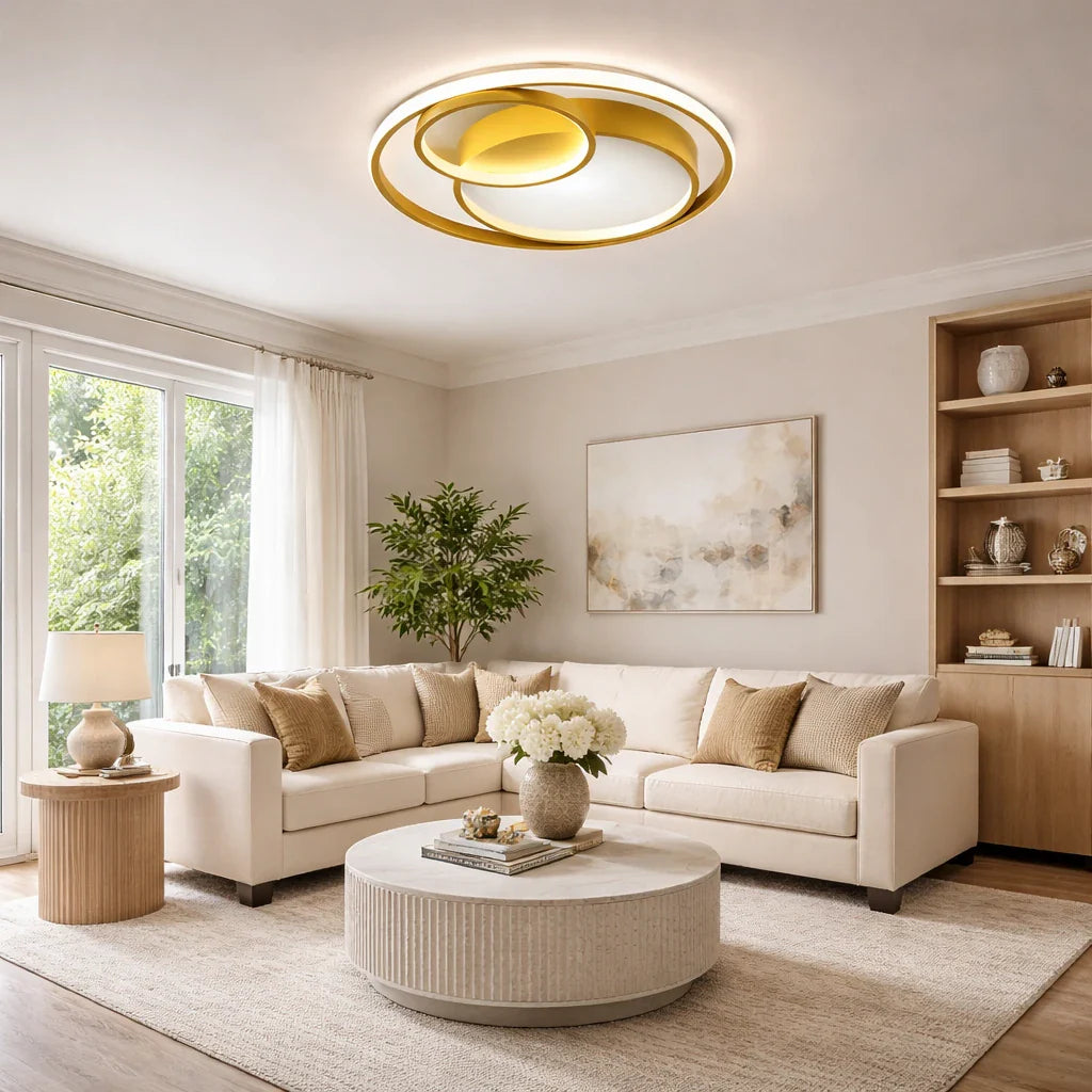 Siena Modern Double-Ring LED Flush Mount Ceiling Light