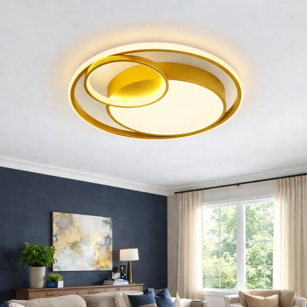 Siena Modern Double-Ring LED Flush Mount Ceiling Light