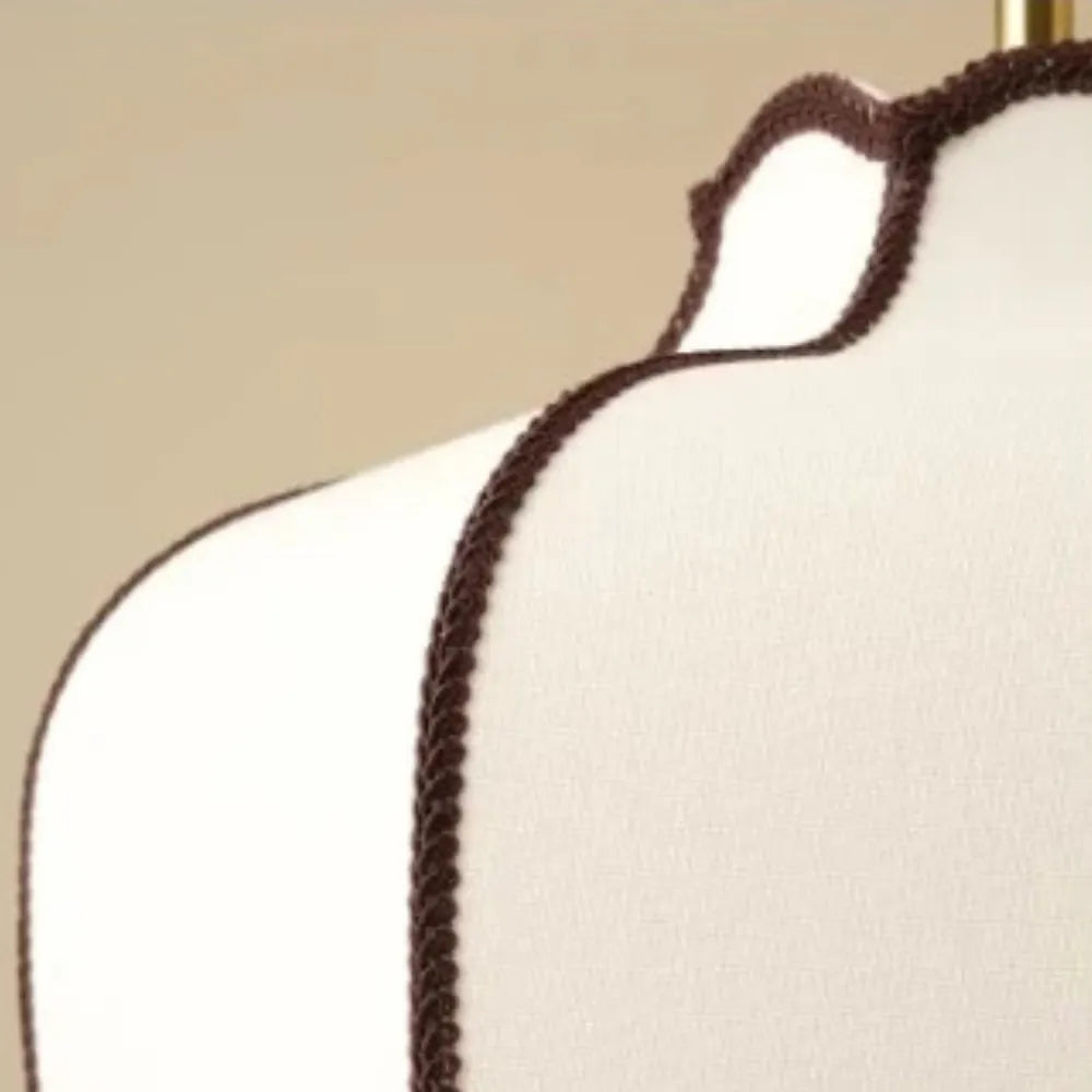 Avelvia Modern Scalloped Fabric & Walnut Pendant Light