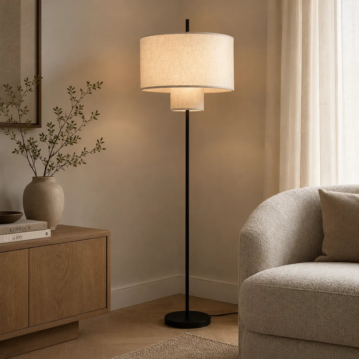 Modern Fabric Shade Table Floor Lamp