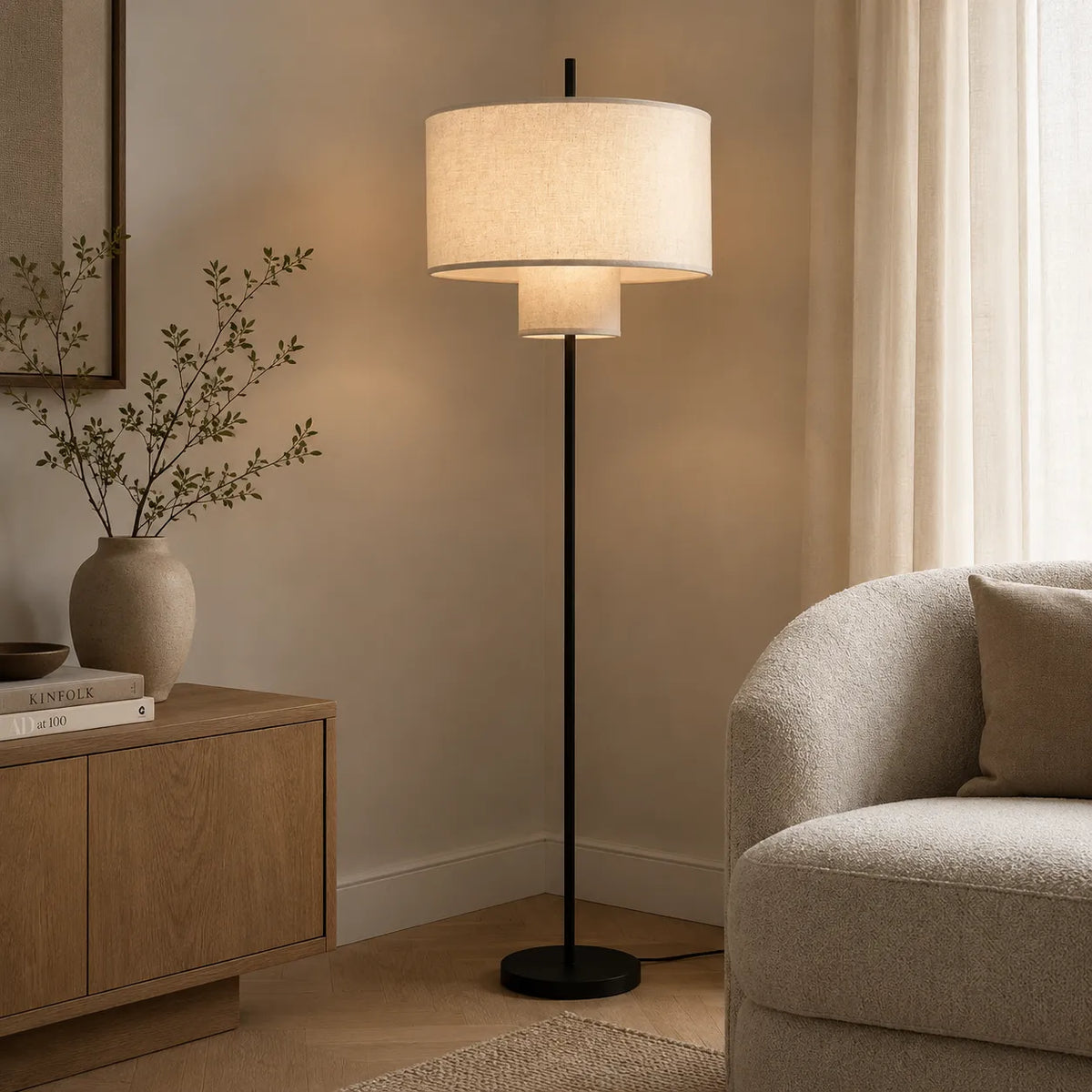Keira Modern Fabric Shade Table & Floor Lamp