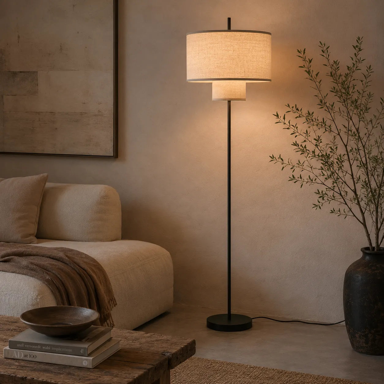Modern Fabric Shade Table Floor Lamp