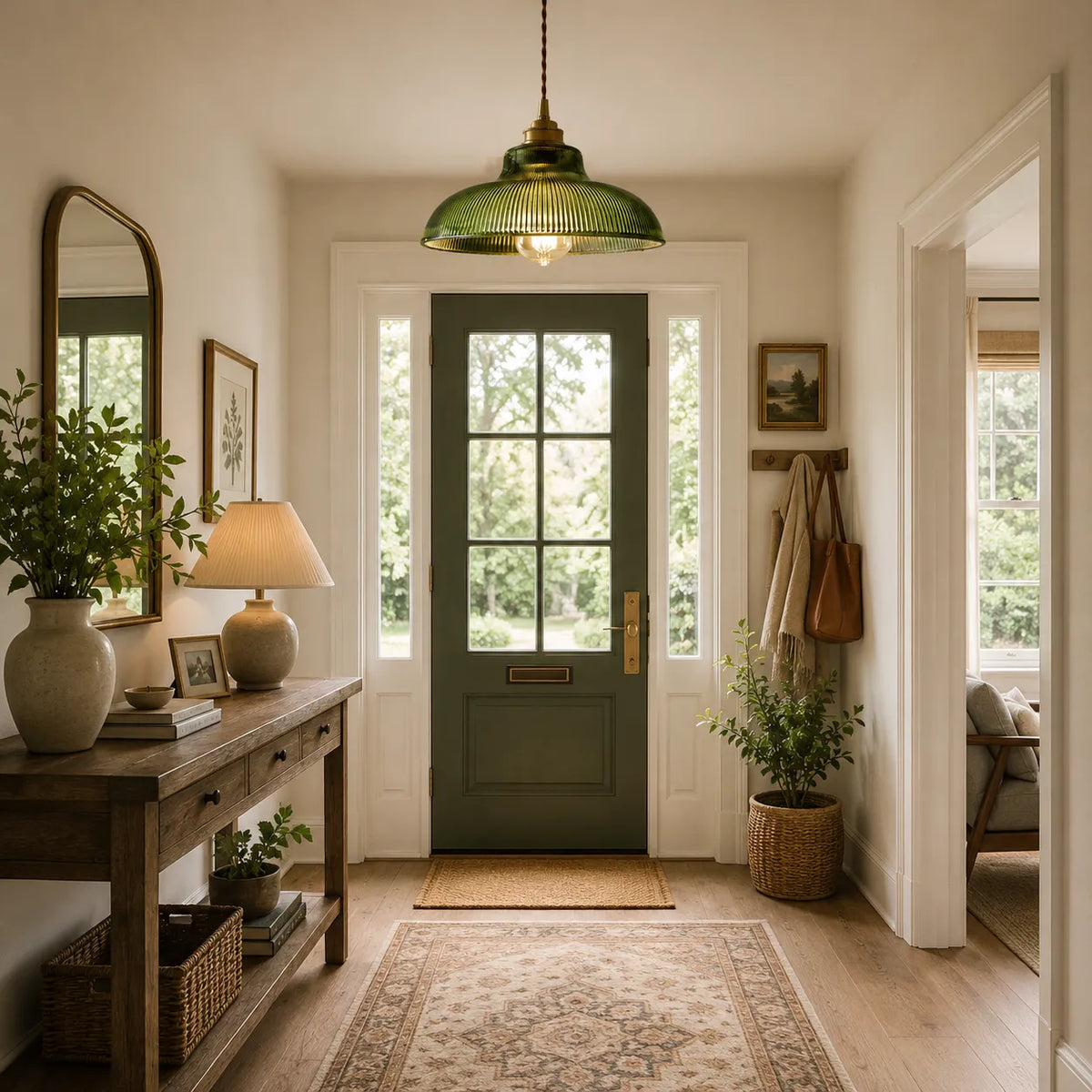 Zev Farmhouse Ribbed Glass Dome Pendant Light