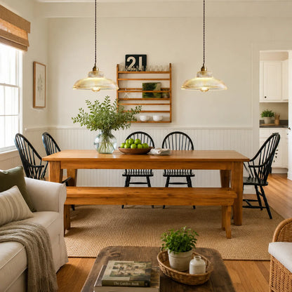 Modern Farmhouse 1-Light Wide Edge Ribbed Dome Glass Pendant Light