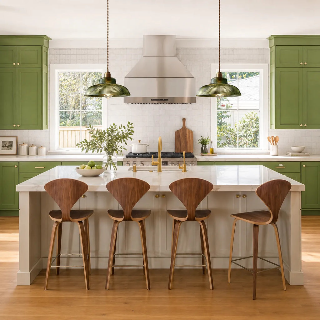 Zev Farmhouse Ribbed Glass Dome Pendant Light