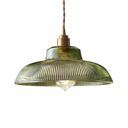 Modern Farmhouse 1-Light Wide Edge Ribbed Dome Glass Pendant Light