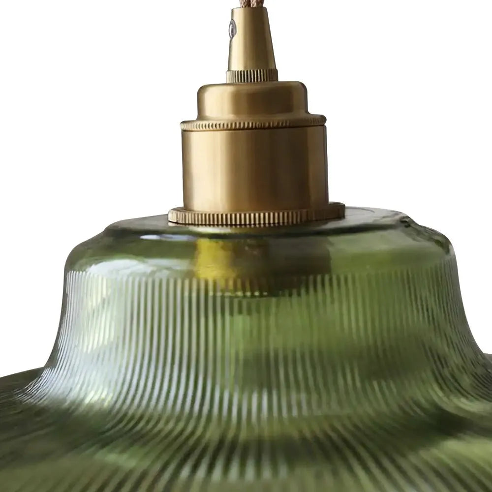 Zev Farmhouse Ribbed Glass Dome Pendant Light