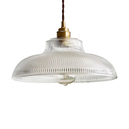 Modern Farmhouse 1-Light Wide Edge Ribbed Dome Glass Pendant Light