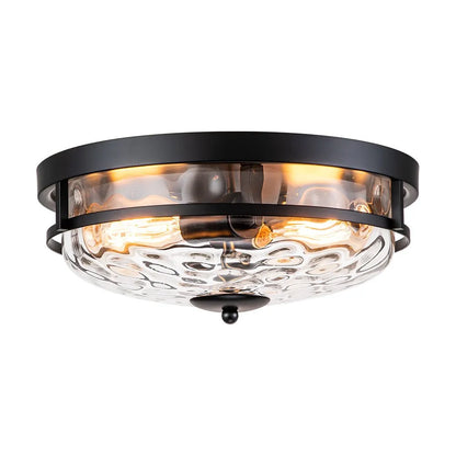 Modern Farmhouse Hammered Glass Flush Mount Ceiling Light